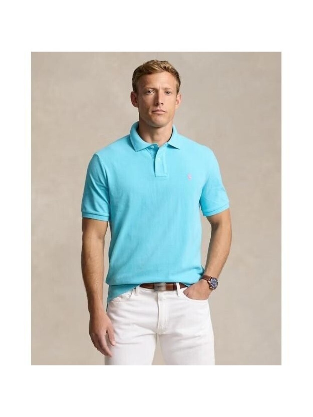 POLO Ralph Lauren Men’s The Iconic Mesh Polo Shirt in Turquoise Nova-Size XXL